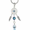 Dreamcatcher Evil Eye Keychain Blue Crystal Feather Charm Keyring Gift Key Chain