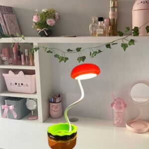 Burger Shape LED Lamp for Tabletop, Flexible Gooseneck Desk Lamp with USB Rechargeable & Mini Storage Space, Plastic Hamburger Design Lamp for Home/Office/Study Room