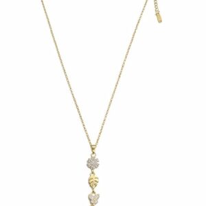 Golden Anti-Leaf and Charm Drop Pendant Necklace for Women Stainless Steel Necklace