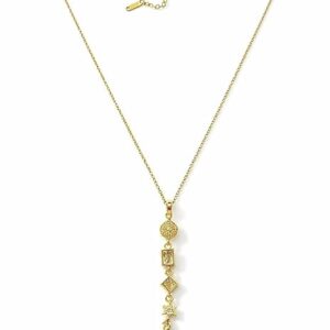 Gold Finish Anti-Tarnish Pendant Necklace Set for Women Girls Elegant Adjustable Stainless Steel Necklace