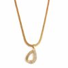 Gold Plated Teardrop Halo Pendant Necklace Anti-Tarnish Sparkling Jewelry Stainless Steel Necklace