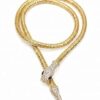 Gold Finish Snake Necklace Green Crystal Eye Anti-Tarnish Jewelry for Women Stainless Steel Necklace