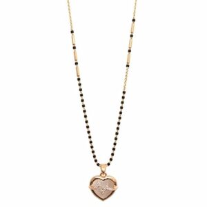 Elegant Gold Plated Anti-Tarnish Mangalsutra Necklace Black Beads Adjustable Stainless Steel Mangalsutra
