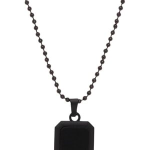 Matte Black Geometric Pendant Necklace Minimalist Modern Statement Jewelry Metal Locket