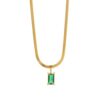 Green Emerald Anti-Tarnish Flat Snake Chain Pendant Classic Luxury Jewelry Gold-plated Stainless Steel Pendant