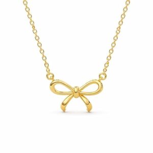 Anti-Tarnish Bow Pendant with Chain for Girls & Women