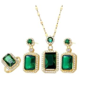 Alloy Gold, Green Jewellery Set