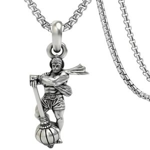 Hanuman Pendant with Gada, Lord Bajrangbali Religious Locket for Men & Women Stainless Steel Pendant
