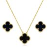 Stainless Steel Gold-plated Gold, Black Jewellery Set