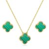 Stainless Steel Gold-plated Gold, Green Jewellery Set