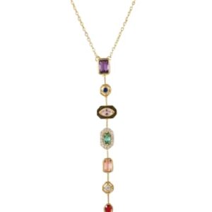 Anti Tarnish Multicolor Pendant Necklace for Women and Girls Elegant Party Wear Crystal Necklace