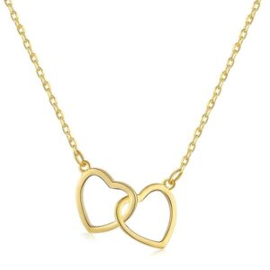 Fashionable Interlocking Heart Necklace – Anti Tarnish Gift Jewelry Gold-plated Stainless Steel Pendant