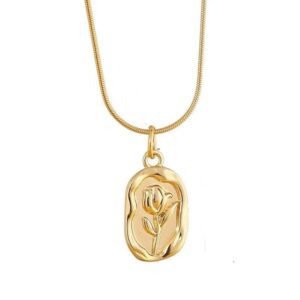 Trending Anti Tarnish Rose Flower Pendant Necklace, Jewellery for Women & Girls Gold-plated Stainless Steel Pendant