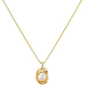 Trending Anti Tarnish Pearl Pendant Necklace, Hypoallergenic Jewelry for Women Gold-plated Stainless Steel Pendant