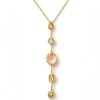 Stylish Pink Crystal Drop Pendant Gold Necklace for Party and Daily Wear Stainless Steel Pendant