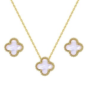 Stainless Steel Gold-plated White Jewellery Set