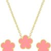 Stainless Steel Gold-plated Pink Jewellery Set