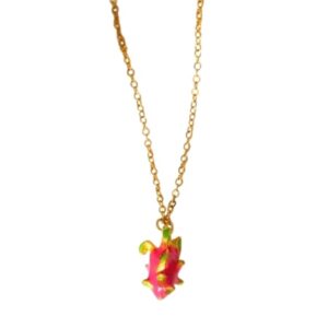 Trendy AntiTarnish Dragon Fruit Charm Pendant for Girls & Women Gold-plated Stainless Steel Pendant Set