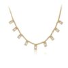 Trending Anti Tarnish White Stone Charm Necklace for women & Girls, Gold Plated Stainless Steel Necklace