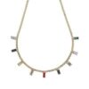 Trending Anti Tarnish Multicolor Stone Charm Necklace for women, Gold Plated Stainless Steel Pendant
