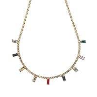 Trending Anti Tarnish Multicolor Stone Charm Necklace for women, Gold Plated Stainless Steel Pendant
