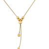 Anti-Tarnish Gold Lariat Necklace Women with Adjustable Chain and Dainty Pendant Crystal Necklace