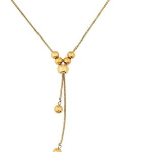 Anti-Tarnish Gold Lariat Necklace Women with Adjustable Chain and Dainty Pendant Crystal Necklace
