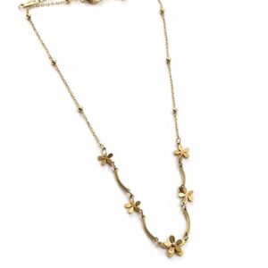 Gold Floral Charm Pendant Chain Necklace Trendy Accessory For Women Stainless Steel Necklace