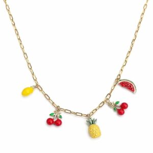 Fruit-Inspired Charm Necklace - Playful and Elegant Accessory For Women Stainless Steel Pendant