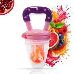 Baby Fruit Feeder Pacifier, Silicone Food & Fruit Feeding Teethers Nibbler with Extra Mesh for Babies/Toddler, Soft BPA-Free Silicone Pacifier