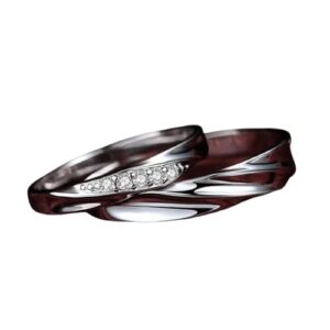 Elegant Crystal Couple Rings Matching Love Bands Romantic Gift for Men Women Alloy Ring