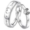 Crystal Heart Couple Rings Adjustable Matching Love Bands Romantic Gift Couples Alloy Ring