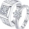 Crystal Couple Rings Adjustable Matching Love Promise Bands Romantic Gift Alloy Ring
