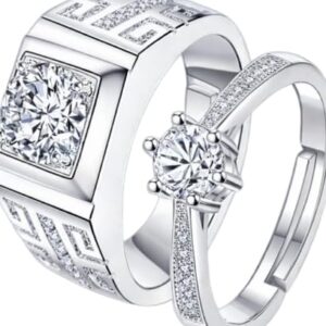Crystal Couple Rings Adjustable Matching Love Promise Bands Romantic Gift Alloy Ring