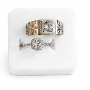 Crystal Love Couple Rings Matching Promise Bands Romantic Gift for Men Women Alloy Ring