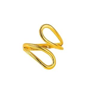 Trendy Anti Tarnish Ripple Casual Ring for Women & Girls, Gold Plated Stainless Steel Ring