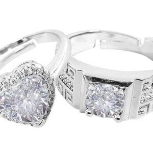 Elegant Crystal Couple Rings Matching Love Promise Bands Romantic Gift Alloy Ring