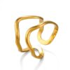 Stylish Wave Pattern Adjustable Ring for Women & Girls Stainless Steel Gold Plated Ring