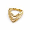 Elegant V-Shaped Gold Ring with Sparkling Stone Band for Modern Fashion Stainless Steel Gold Plated Ring