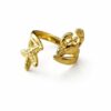 Gold Plated Crab & Starfish Adjustable Ring for Women Ocean Beach Style Jewelry Stainless Steel Ring