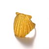 Gold Seashell Adjustable Ring – Textured Ocean Motif Fashion Jewelry for Women Stainless Steel Gold Plated Ring