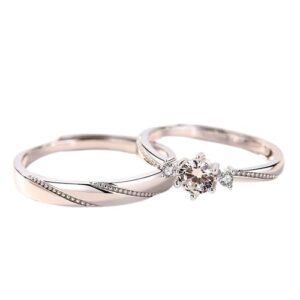 Crystal Crown Couple Rings Matching Adjustable Love Bands Romantic Gift Alloy Ring