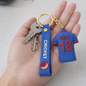 Indian Cricket Jersey 3D Silicone Keychain – Durable Mini Cricket Fan Keyring for Keys, Backpacks, Bags – Gift for Cricket Lovers & Sports Enthusiasts